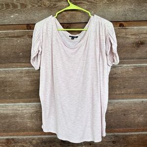 Express Pink Top With Ruched Puff Sleeves